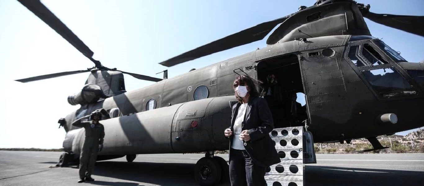 Κ.Σακελλαροπούλου: Χωρίς απρόοπτα και προκλήσεις η άφιξή της στο Καστελόριζο - Σε ετοιμότητα ήταν τα μαχητικά της ΠΑ